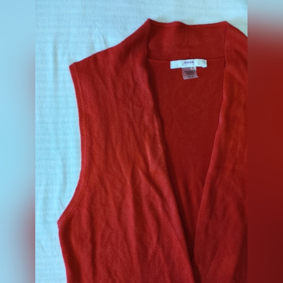 ALIA Red Open Knit Sleeveless Cardigan Size Large Petite - Picture 5 of 7
